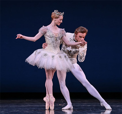 Houston Ballet Principals Sara Webb and Jared Matthews in Ben Stevenson’s The Sleeping Beauty. Photo by Amitava Sarkar.