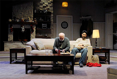 James Belcher and Adam Noble in Stages Repertory Theatre's Straight White Men. 