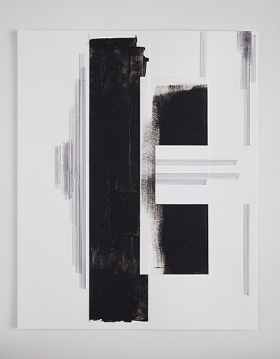 Jennie C. Jones Score for Sustained Blackness Set 2, 2014 Acrylic paint, collage, and music staff ink pen on paper One of ten, each 20 x 16 inches Courtesy of the artist and Sikkema Jones & Co., New York.