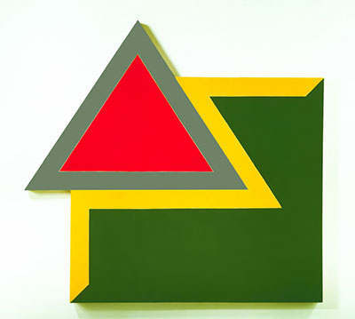 Frank Stella, Chocorua IV, 1966. Fluorescent alkyd and epoxy paint on canvas. 120 x 128 x 4 in. (304.8 x 325.1 x 10.2 cm). Hood Museum of Art, Dartmouth College, Hanover, NH; purchased through the Miriam and Sidney Stoneman Acquisition Fund, a gift from Judson and Carol Bemis, Class of 1976, and gifts from the Lathrop Fellows, in honor of Brian P. Kennedy, Director of the Hood Museum of Art, 2005–2010. © 2015 Frank Stella/Artists Rights Society (ARS), New York.