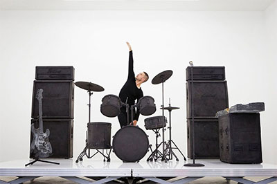 Jonah Bokaer in Daniel Arsham's installation The Future is Always Now, at the Galerie Perrotin Paris, 2014. Photo by Claire Dorn c/o Galerie Perrotin Paris.