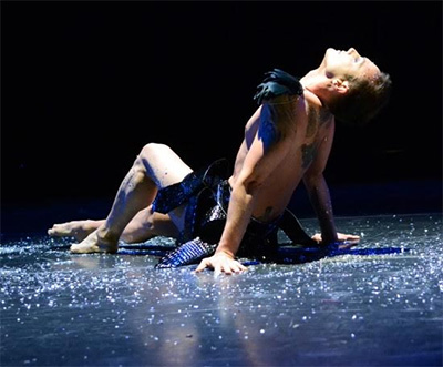 Nic Lincoln in Larry Keigwin's Glitter Garden. Photo by V.P. Virtucio.