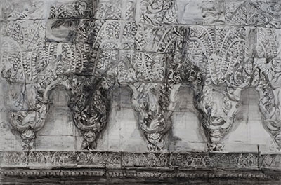 Shi Zhiying, Cambodian Relief, 2013, Oil on canvas, Courtesy of James Cohan, New York/Shanghai.