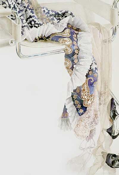 Anstis Lundy, Untitled (Lingerie), 1983, watercolor on paper, 41 1/2" x 30”. Courtesy of Moody Gallery, Houston, Texas.