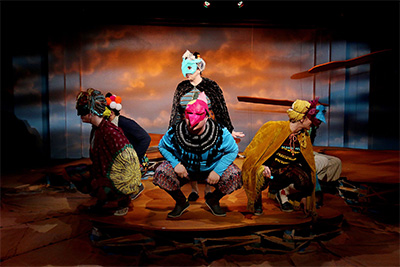 The chorus in Classical Theatre’s production of The Birds, with set design by Ryan McGettigan. Photo by Pim Lin. 