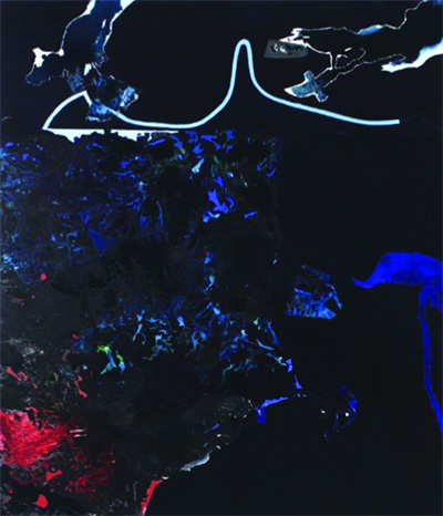 Dorothy Hood (1918-2000) Dark Plexus VI, 1994 Oil on canvas, 84¼" x 72", Art Museum of South Texas Collection.