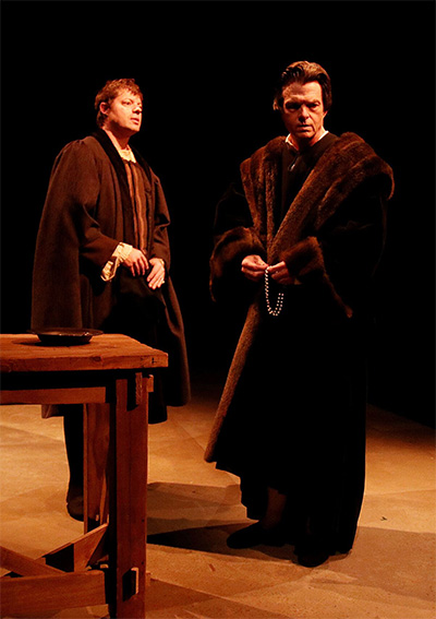 Thomas Cromwell (Joel Grothe) and Thomas More (Joel Sandel).