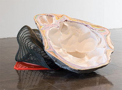 Lily Cox-Richard, Thunder Egg, 2016 Gypsum cement, concrete, trashcan, acrylic, 30 x 60 x 56 inches Originally commissioned and produced by Artpace San Antonio Photo by Adam Schreiber.