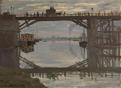 Claude Monet The Wooden Bridge, 1872 Oil on canvas 21 1/2 x 28 3/4 in. (54 x 73 cm) Private collection.