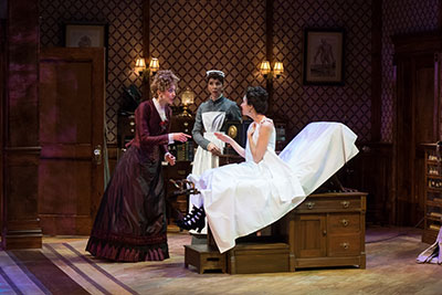 Jill Blackwood, Irene White and Amy Downing in the ZACH Theatre production of In the Next Room or the vibrator play.  Photo by Kirk Tuck.