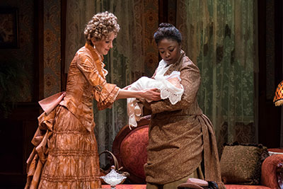 Jill Blackwood and Michelle Alexander in the ZACH Theatre production of In the Next Room or the vibrator play. Photo by Kirk Tuck.