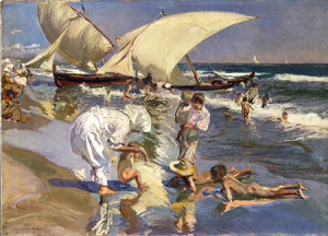 Joaquín Sorolla y Bastida (Spanish, 1863-1923), Beach of Valencia by Morning Light, 1908, oil on canvas. The Hispanic Society of America, New York, A2137.