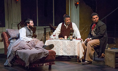 Ross Bautsch as Caleb, Shawn Hamilton as Simon and Joseph Palmore as John.  Photo by Bruce Bennett.