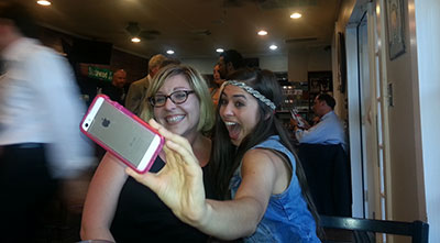 Mandy Graessle and Danielle Gonzaba take a selfie. Photo by Mark Wozny.