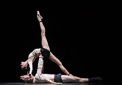 Ian Casady and Amy Fote in Houston Ballet's production James Kudelka's Little Dancer. Photo by Amitava Sarkar. 