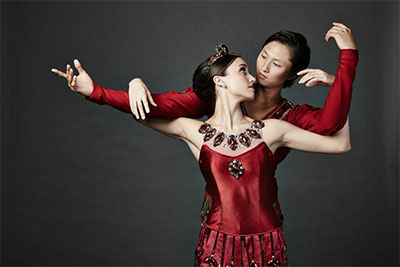 Betsy McBride and Jiyan Dai in the “Rubies” section of George Balanchine’s Diamonds. Photo by Steven Visneau.