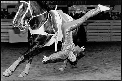 Laura Wilson, Trick Rider, Fort Worth Stock Show and Rodeo, Fort Worth, Texas, February 1, 2001. Gelatin silver print © Laura Wilson.