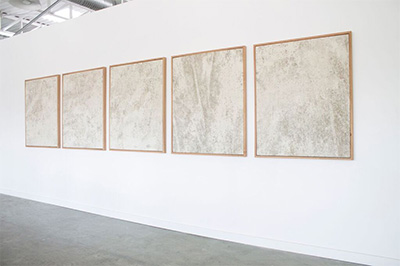 Oscar Berglund, Untitled I (Stained) - Untitled V (Stained) 2, 2015, stained canvas, 88 x 108 cm (34.6 x 42.5 inches), Image Courtesy of the Artist and CYDONIA.