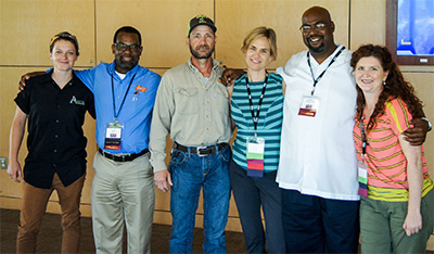 Amanda Hancock, Urban Forestry, Allen Small, Austin Energy, David Teltow, Austin Energy, Allison Orr, Forklift Danceworks, Don Anderson, previously with Austin Resource Recovery now with Cap Metro, Krissty Marty, Forklift Danceworks. Photo courtesy of Forklift Danceworks. 