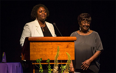 Denise Saunders Thompson, of IABD, and also a Dance/USA Trustee, and Ann Williams, founder of Dallas Black Dance Company. Photo by Runaway Productions.