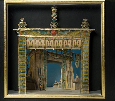 Helen Pond and Herbert Senn, Maquette for Triumphal March, Act II, scene 2, in Aida ca. 1980. Watercolor, ink, and metallic paint on paper and board, with wood, metal, and plastic. Gift of Robert L. B. Tobin.