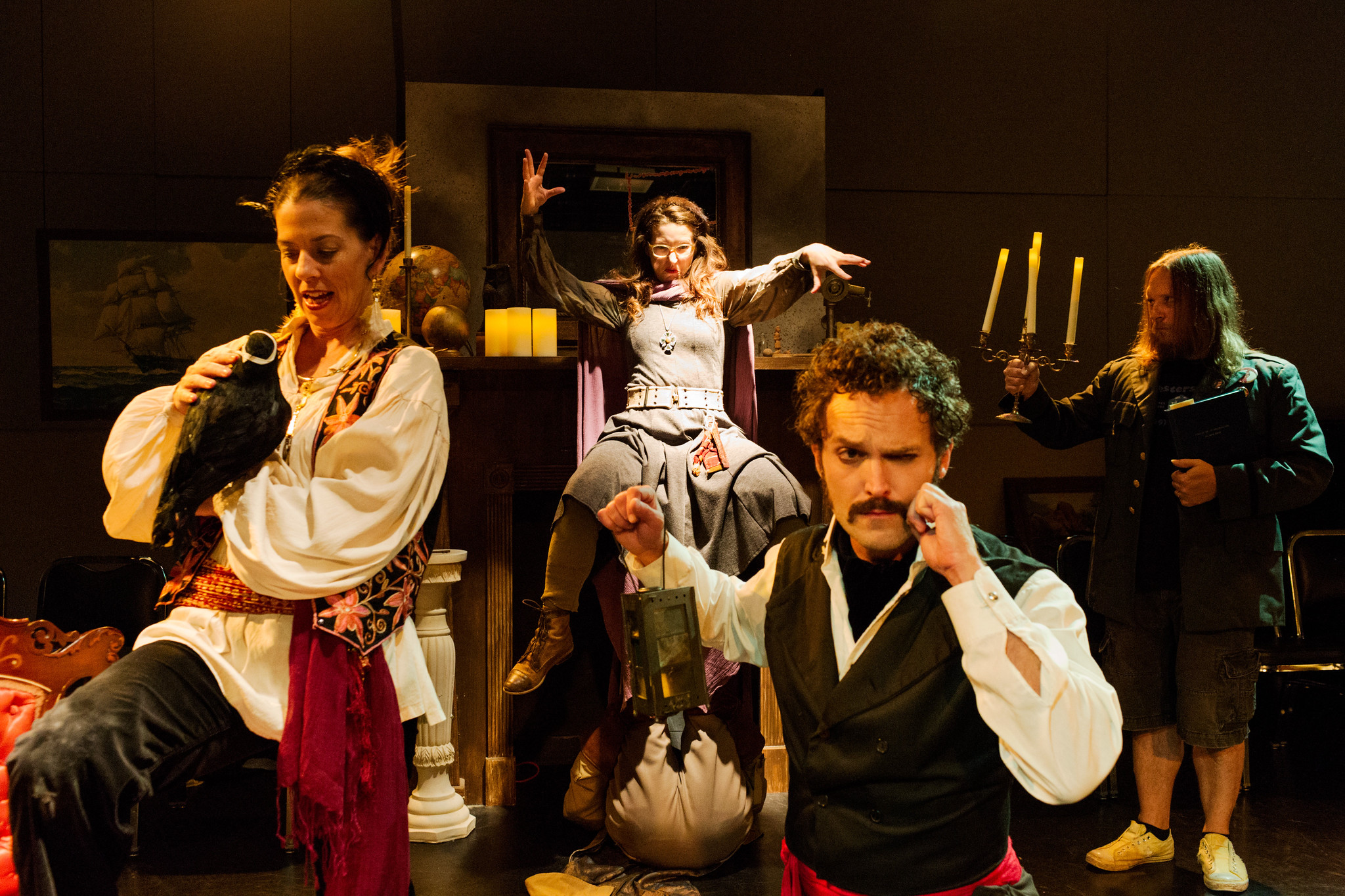 Lana Lesley, Hannah Kenah, E. Jason Liebrecht, and Robert S. Fisher in Rude Mechs’ Now Now Oh Now.