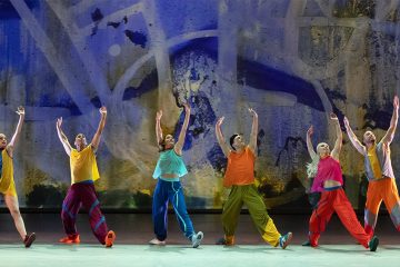 Bruce Wood Dance Dallas in Joy Bollinger’s Move, with visual artist JM Rizzi and projection artist Courtney Ware. Photo by Marty Sohl.