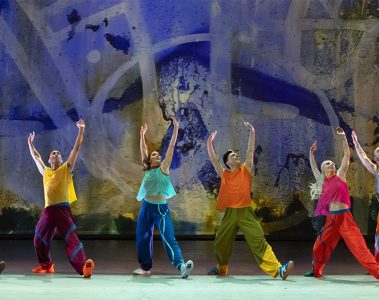 Bruce Wood Dance Dallas in Joy Bollinger’s Move, with visual artist JM Rizzi and projection artist Courtney Ware. Photo by Marty Sohl.
